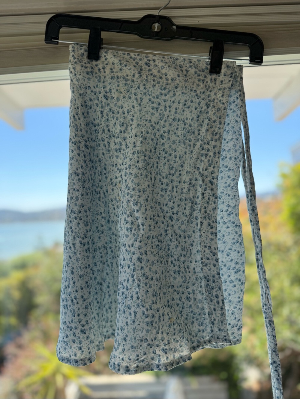 Brandi Light Blue Floral Wrap Skirt